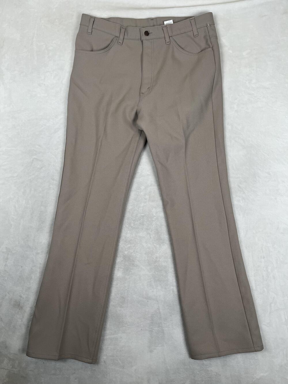 Vintage Levi's Dress Pants Mens 38x34 Beige Polyester Made USA Flat Front
